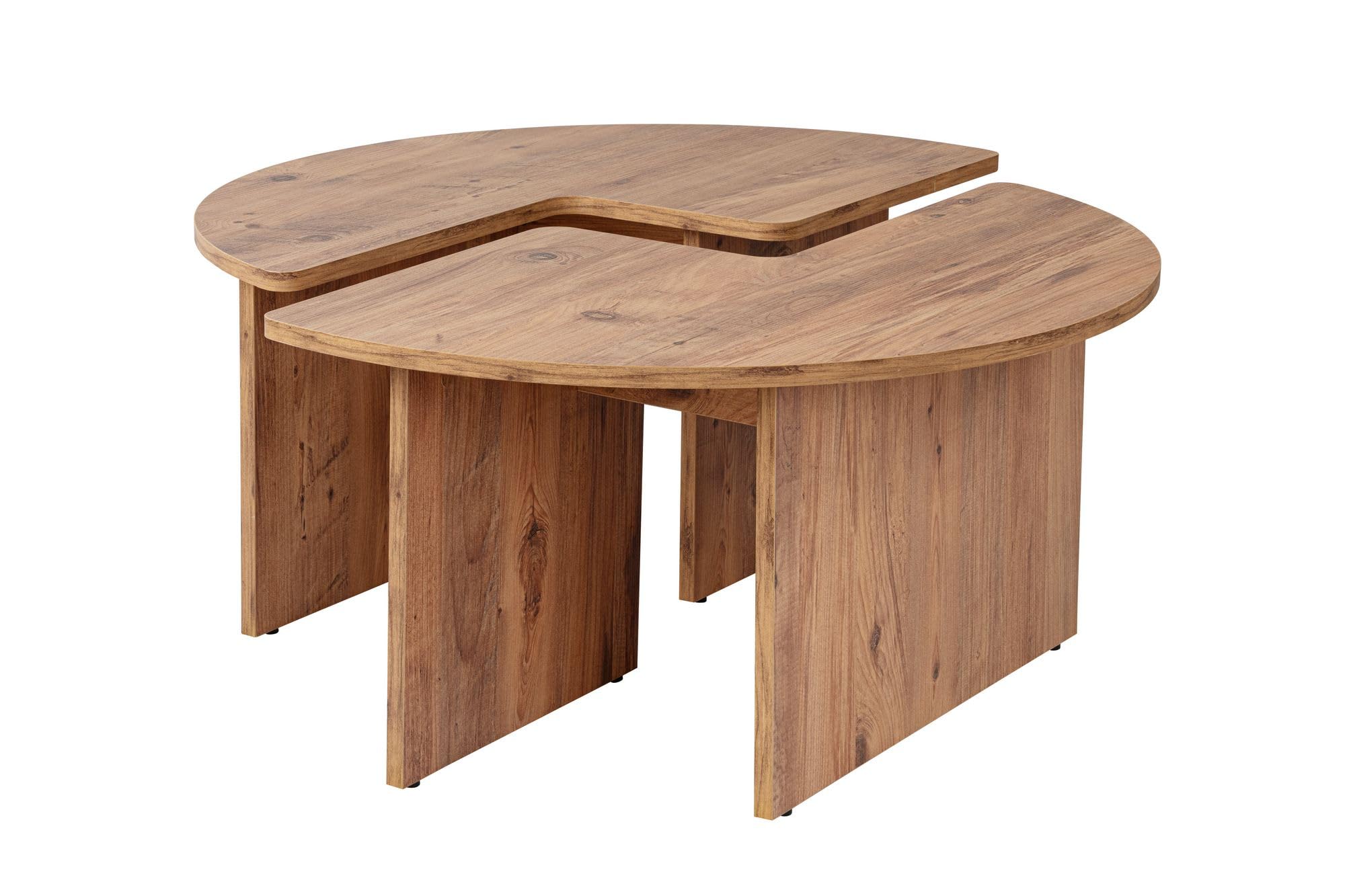 Table à café résistante aux rayures diamètre 90 cm en mélamine