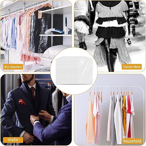 Miniatura 4 de Paquete de 10 fundas largas de vestir de 71 pulgadas, bolsas de ropa para colgar ropa, bolsas de plástico para trajes, bolsas de limpieza en seco,