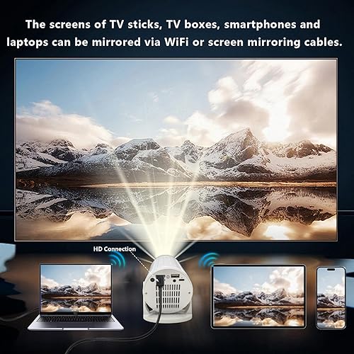 Miniatura 2 de Mini proyector inalámbrico con WIFI, soporte 4K 1080P Proyector portátil giratorio de 180. Proyector de película de pantalla de 17 a 130 pulgadas.