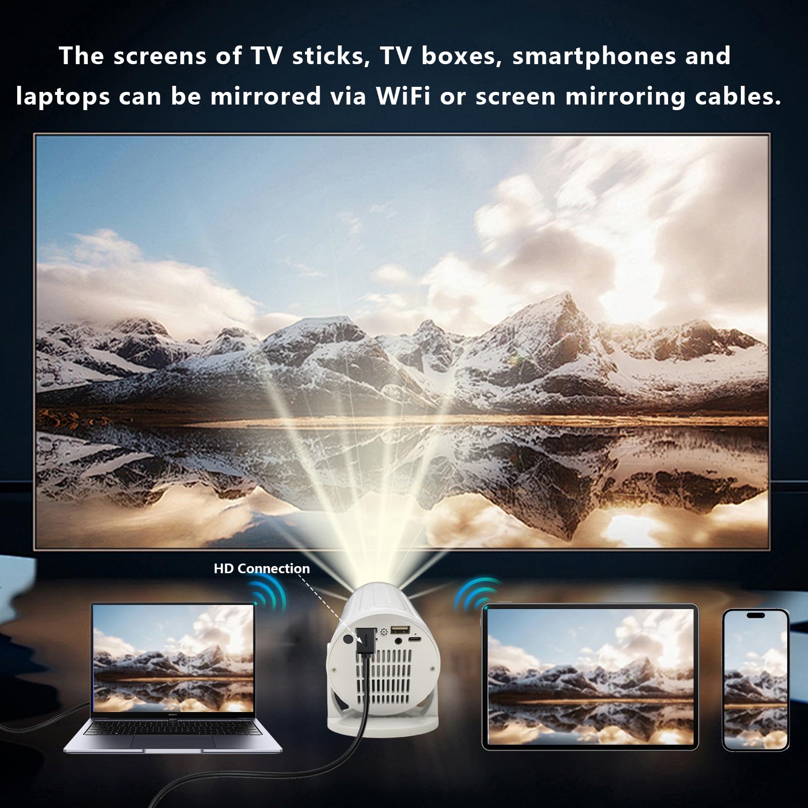 Amazon.co.jp: XBJ WIFI付きミニプロジェクター、4Kサポートポータブル