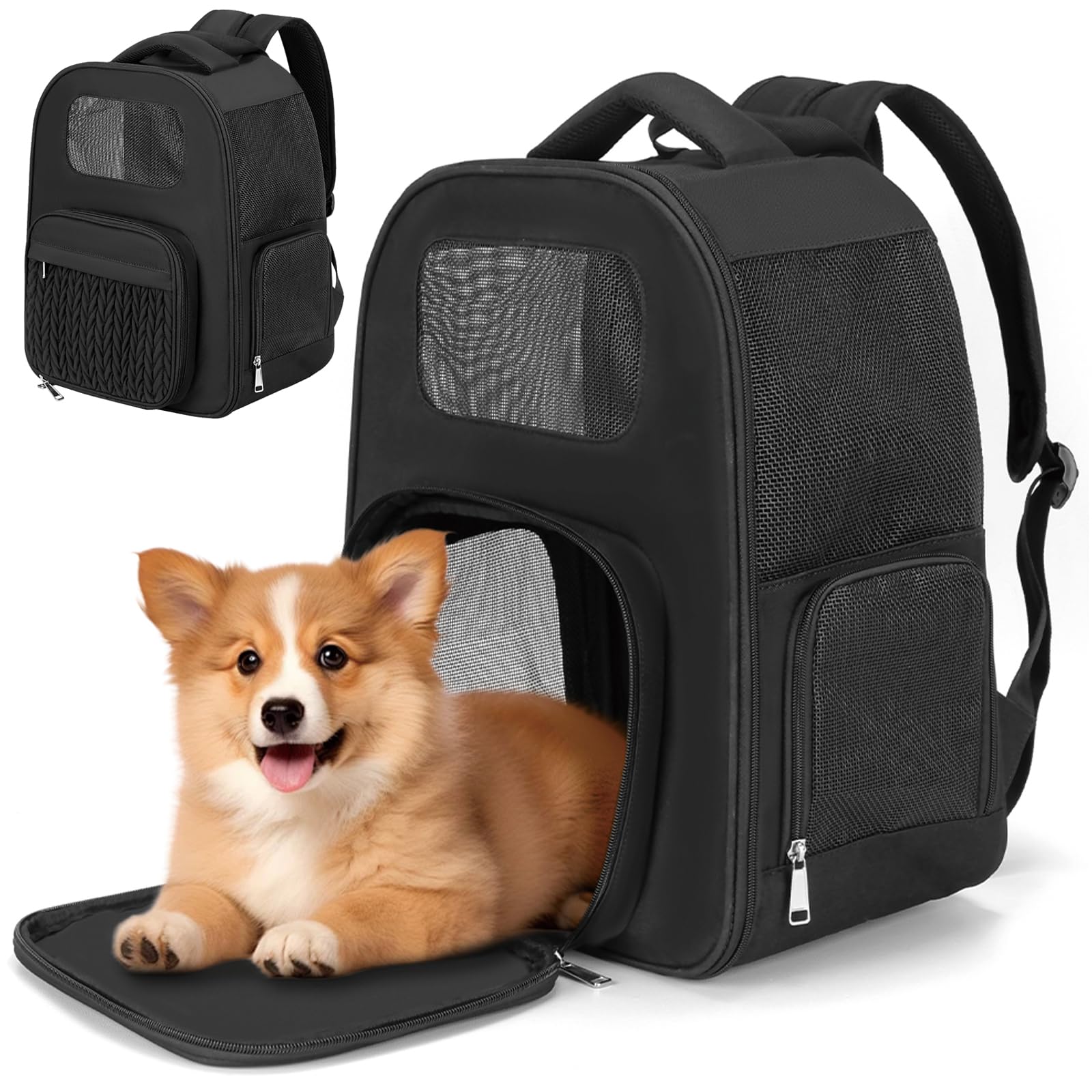 Pet Backpack Carrier for Small Dogs Cats, Airline Approved Travel Bag with Breathable Mesh, Lightweight Foldable Dog Carrier Backpack for Puppies & Kittens up to 15 lbs