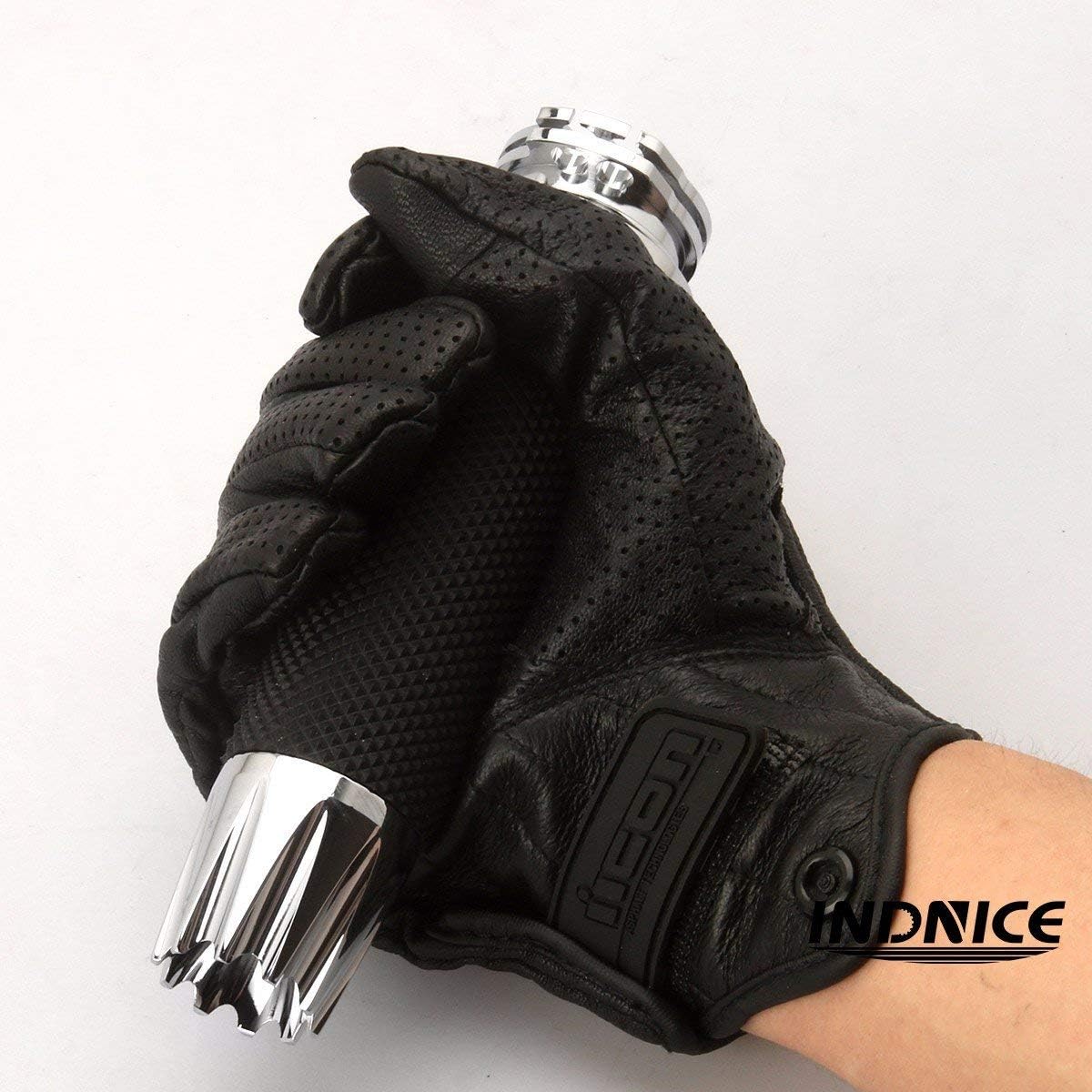 INDNICE CHROME 1" flame end grip For harley touring electra glide softail Electronic throttle grips 16-19