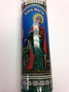 Saint Martha / Marta (Santa Marta) 7 Day Unscented Green Candle in Glass