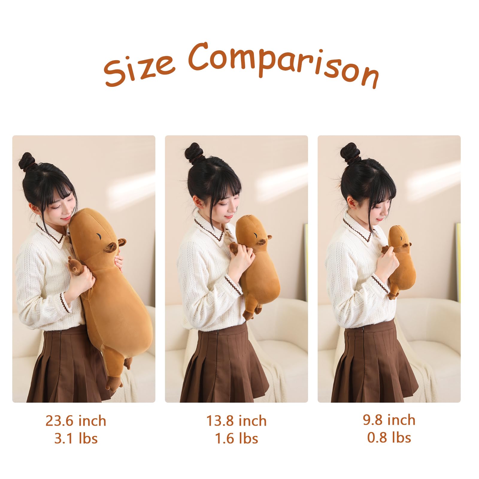 SQEQE Beschwertes Capybara Plüschtier Süßes Wasserschwein Kuscheltier Plüsch Kissen Plüschspielzeug Stofftier Prezent dla dzieci i dorosłych 60 cm