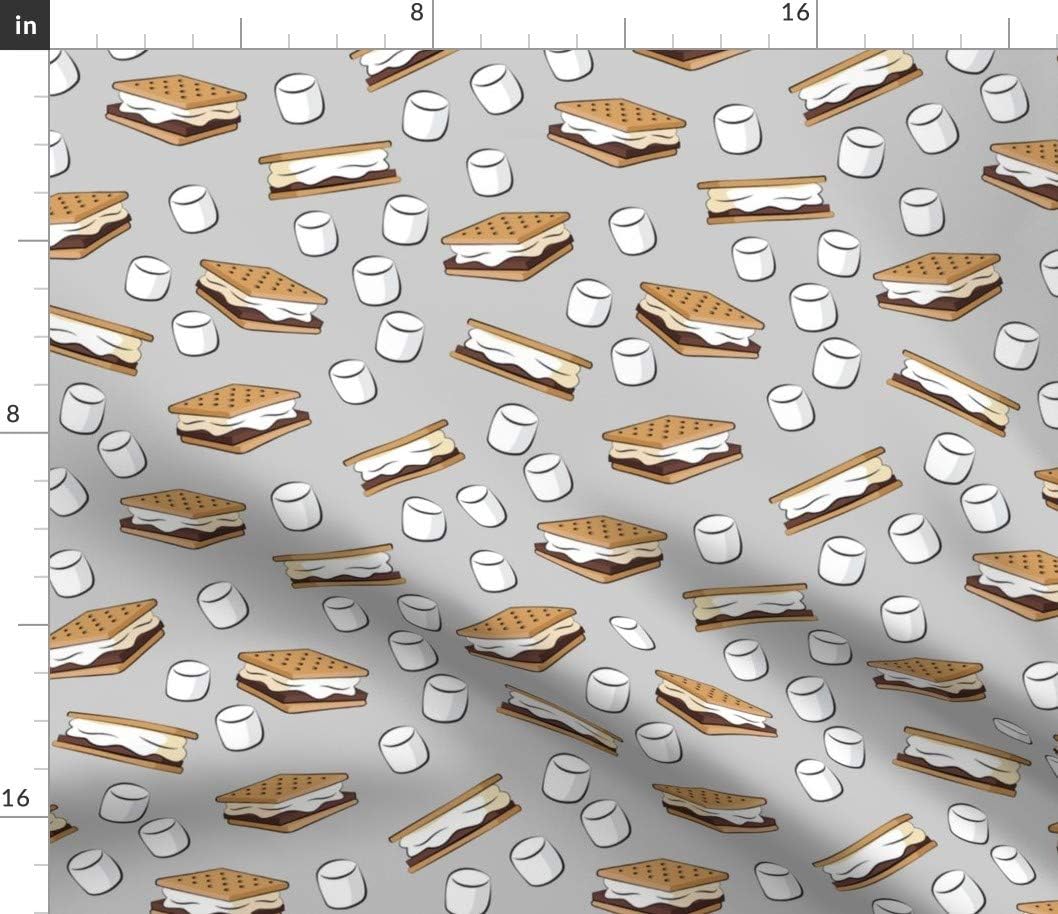 Spoonflower Fabric - Marshmallows Camping Food Printed on Petal Signature Cotton Fabric Fat Quarter - Sewing Quilting Apparel Crafts Decor