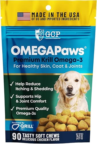 Omega 3 para perros - Masticables suaves para apoyar las articulaciones de los perros - Suplemento de aceite de pescado para perros con EPA y DHA -