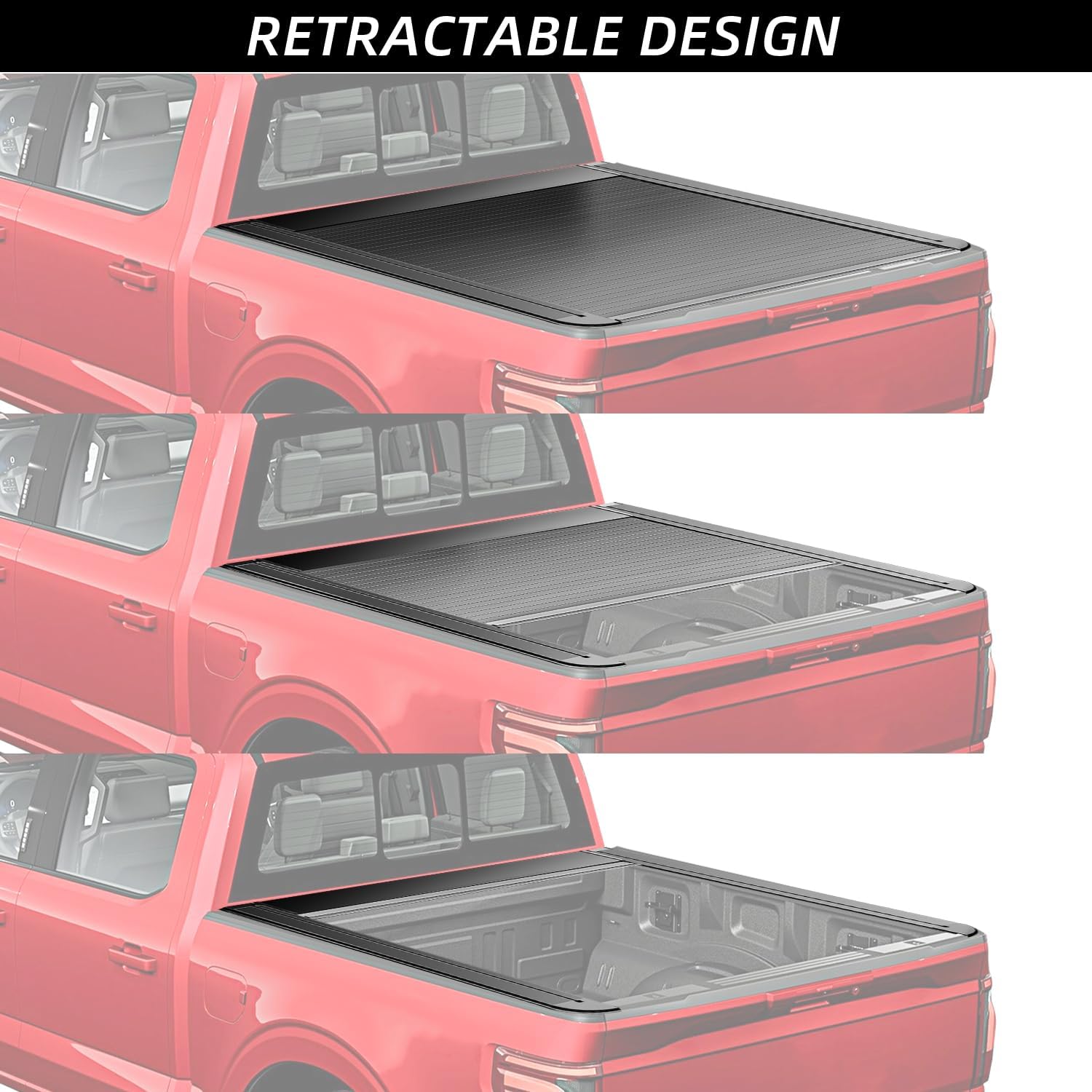 Retractable Truck Bed Tonneau Cover Compatible with 2015 2016 2017 2018 2019 2020 2021 2022 2023 2024 2025 2026 Ford F-150/Raptor/Lightning (5.5'/66" Bed) Retractable Truck Bed Cover