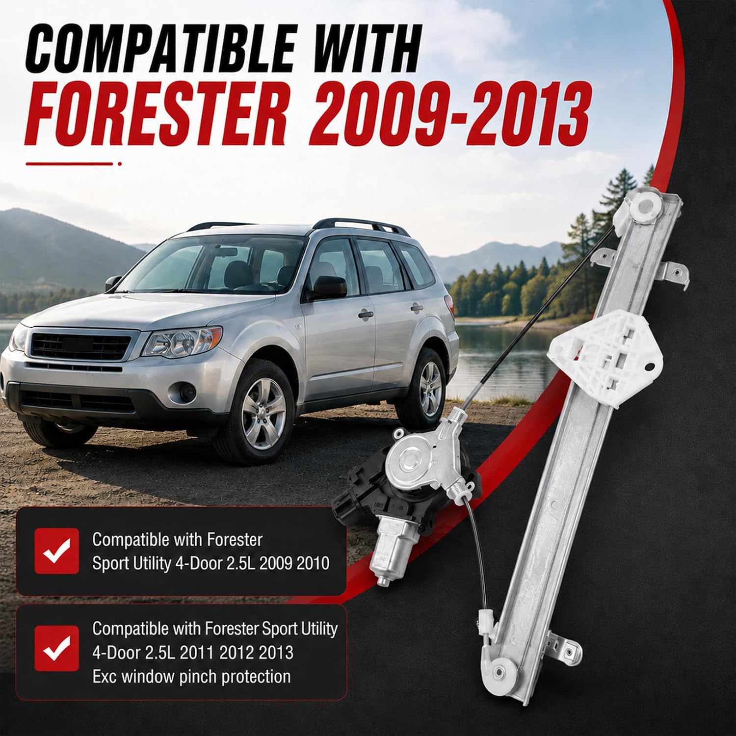 Nakkaa Front Left Window Regulator Compatible with Forester 2009-2013