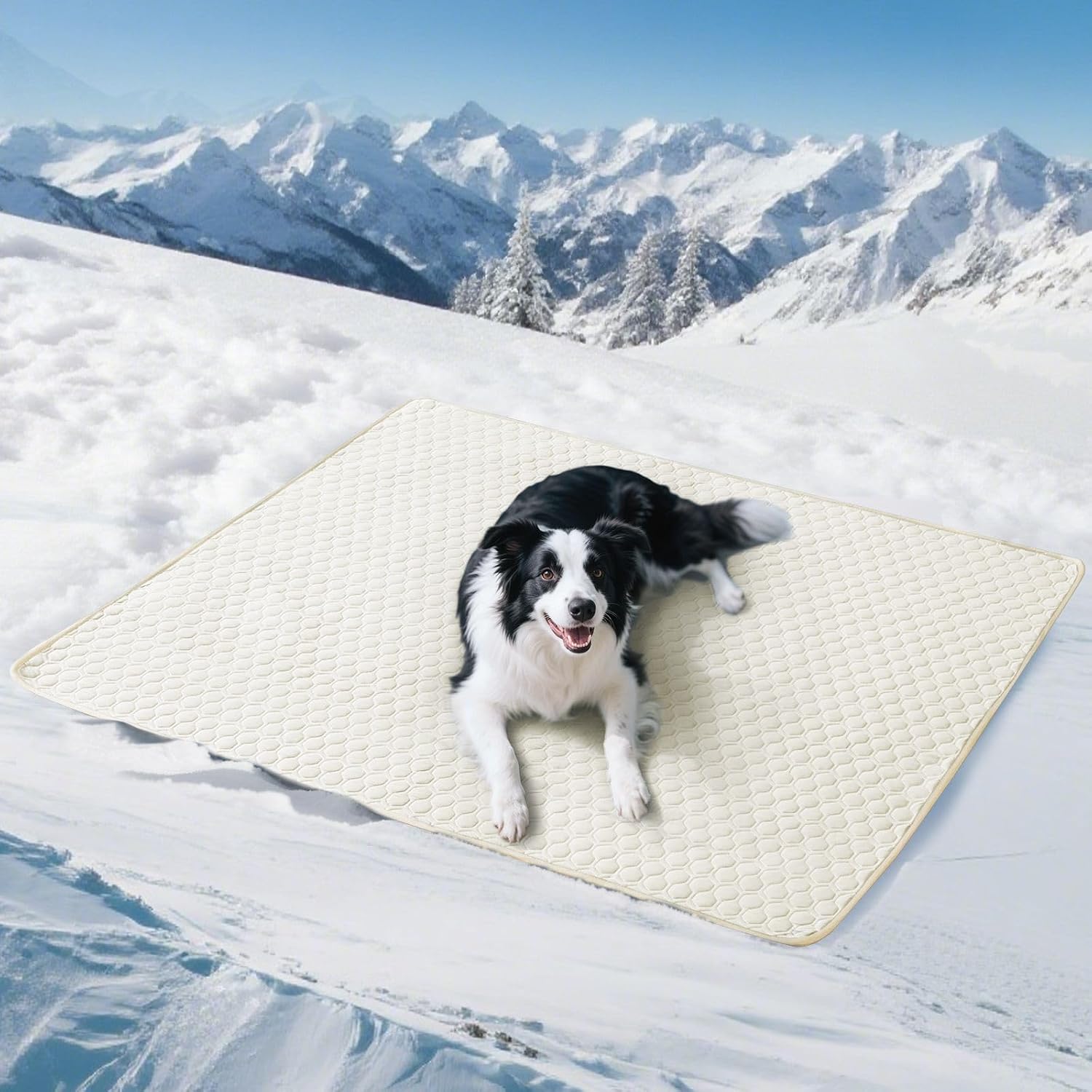 Soulbond Backseat Dog Cooling Mat for Cars - 24.5"x52" Non-Slip Back Seat Cooling Pet Bed Pad for Large Dog, QMAX>0.3, Washable Cold Pet Bed Blanket for Backseat Extender and Seat Covers, Ocean Blue