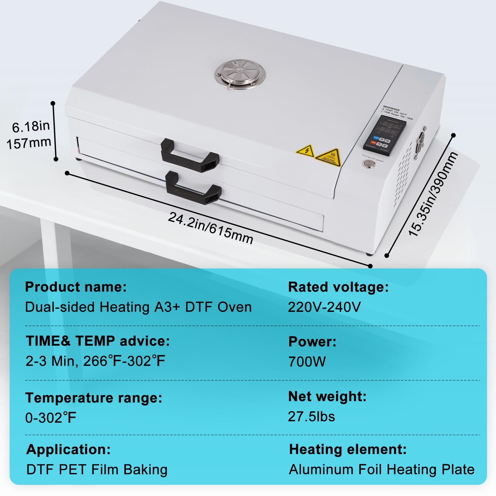 YUCHENGTECH Four de Séchage DTF avec Tiroir A3+/A3/A4 34 cm x 49 cm 700 W