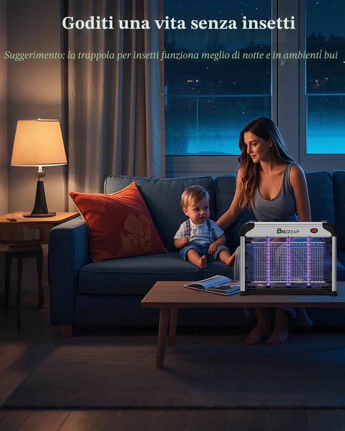 Lampada Antizanzare LED, Durata di 10 Anni, 365+395nm UV LED Lampade Potenziate per Maggiore Attrazione degli Insetti, Zanzariera Elettrica 4200V, Trappola per Moscerini, Zanzare, Falene e Mosche
