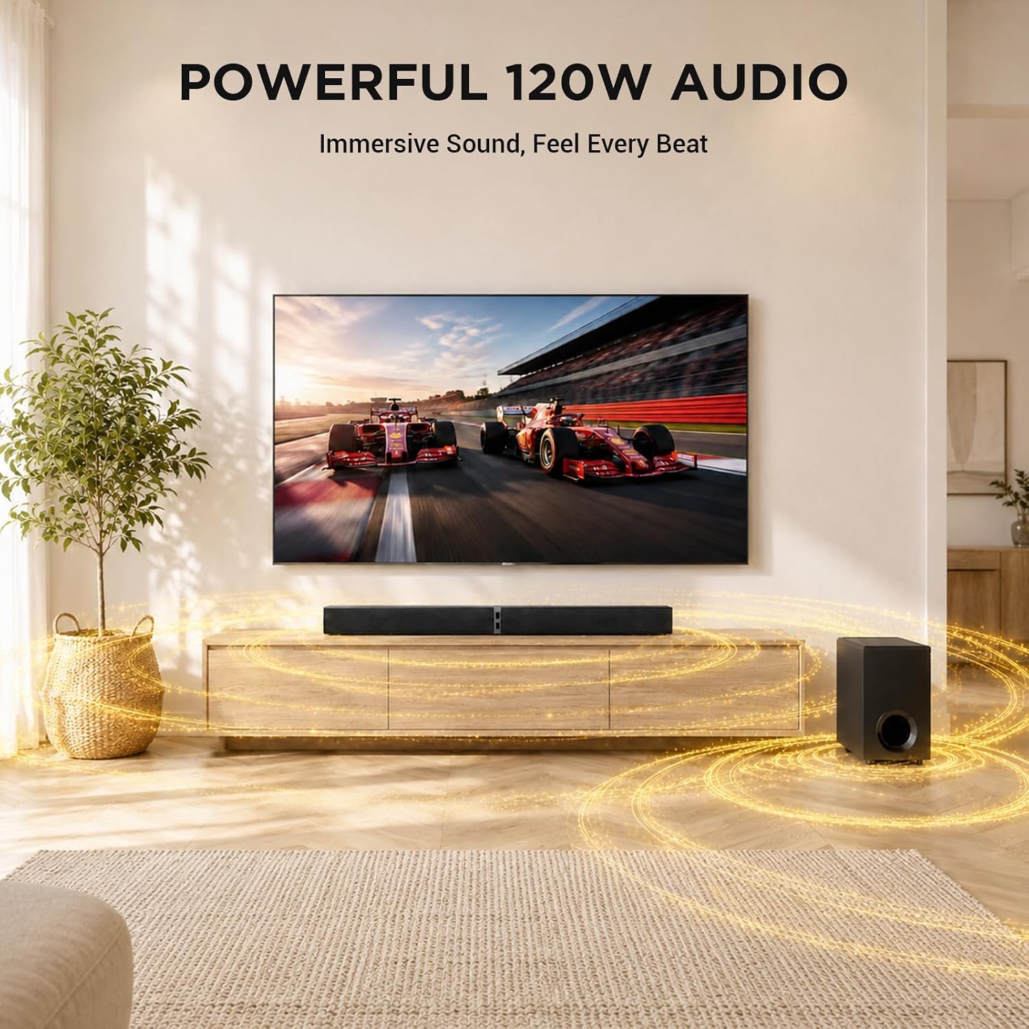 Sound Bar with Subwoofer,120W Sound Bar Bluetooth 5.3 Soundbar Surround Sound System, Detachable Home Theater Speaker with ARC/Optical/AUX Connection, Remote Control for TV/PC/Projector 4 71FcIHVT2SL. AC SL1500