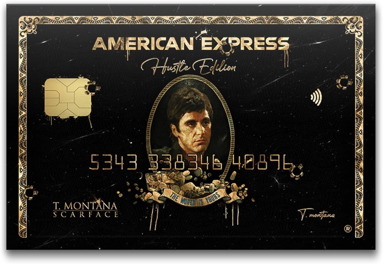Scarface Inspired Wall Art, Tony Montana Gold Texture, Al Pacino American Express, Iconic Movie Poster, Amex Wall Art, Motivational Canvas