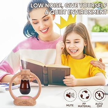 HAPPTWS Essential Oil Diffuser Set- Diffuser 3 Timer Settings Battery Powered Cordless Setup 7 Color LED Lights for Bedroom Yoga Room Pet Room