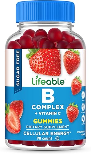 Lifeable Gomitas de complejo de vitamina B sin azúcar | Complejo B con vitamina C | Vitaminas del complejo VIT B de gran sabor | Apoyo de energía y