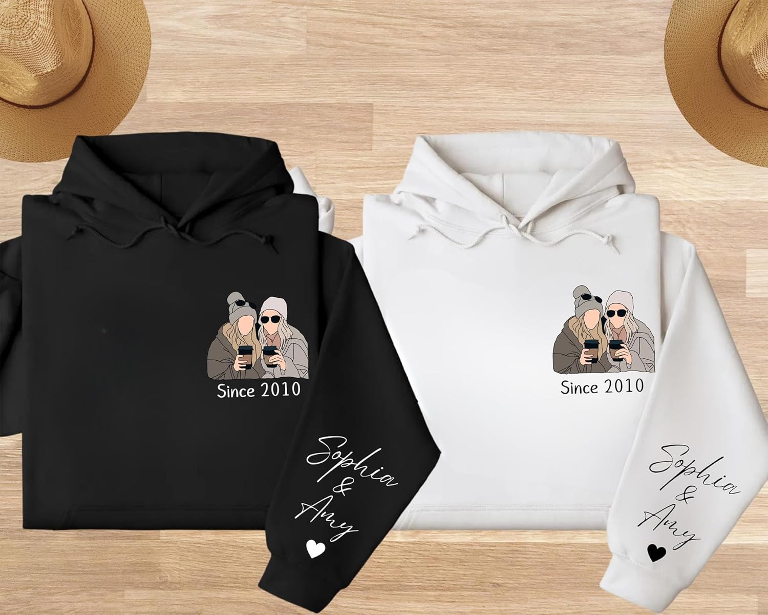 UrbanNEST Custom Bestie Sweatshirt, Personalized Embroidered Hoodie for Best Friend, Galentine’s Day - Image 3