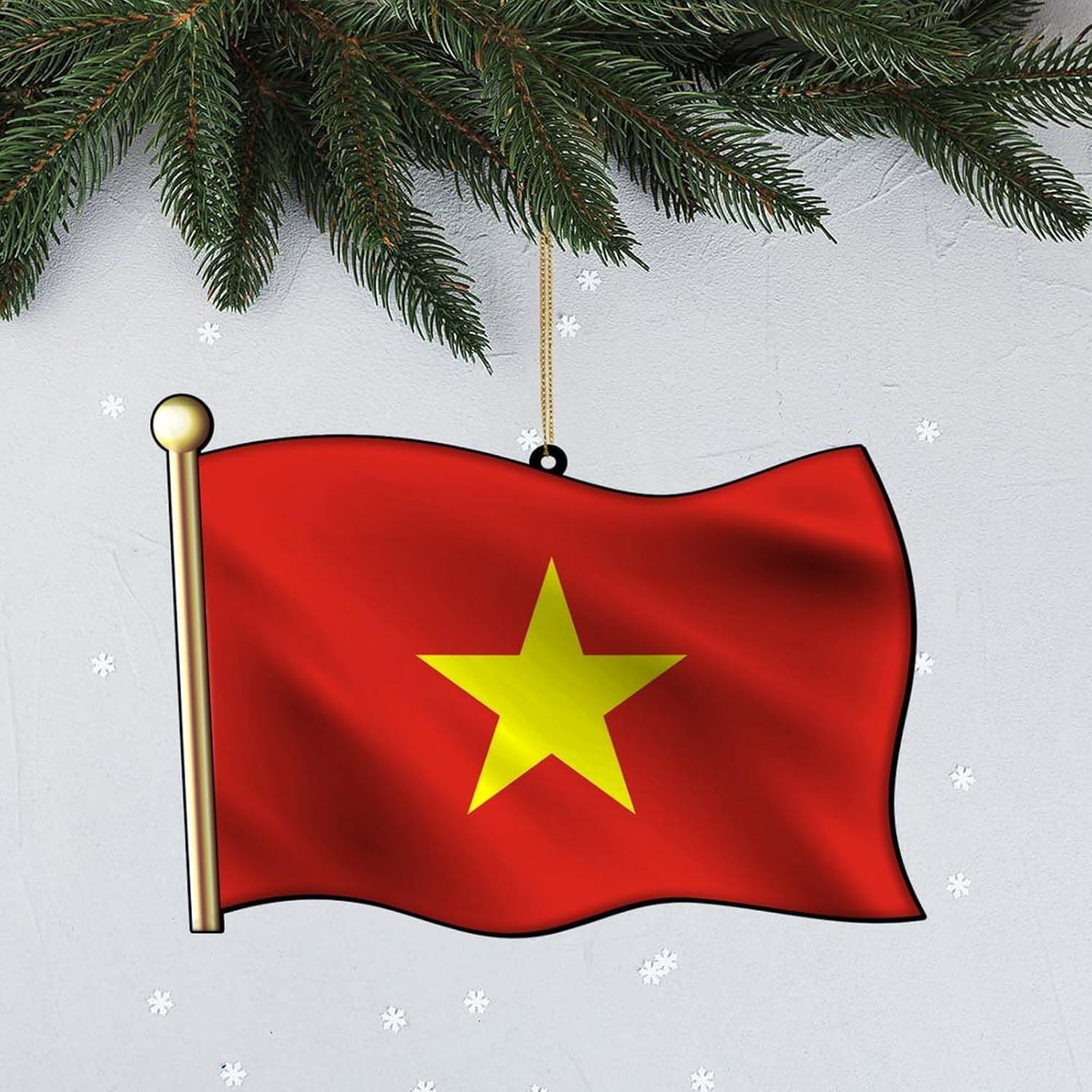 Custom Christmas Ornaments - 3 Inch Ornaments 2 Sides with Text Vietnam Flag Hanging Accessories for Car Our New Home 2024 Popular Country City Souvenir Xmas Ornament Gifts for Children Home Decor image 2