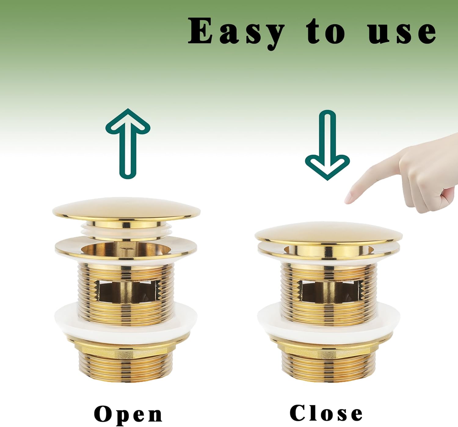 Freestanding Tub Drain, Pop Up Freestanding Bathtub Drain, Removable Filter Basket Drain Stopper, Comes with Pop Up Bolt (Gold)