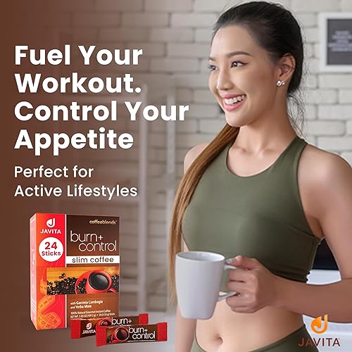 Miniatura 9 de Javita Café instantáneo Burn + Control con hierbas para controlar el peso: Garcinia cambogia y yerba mate, café delgado con ayuda de ejercicio, café