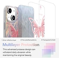 Vista 709 de I-MGAE-IN-AR - Funda diseñada para iPhone 12 y 12 Pro, diseño de mariposa plateada brillante, funda protectora de poliuretano termoplástico, suave