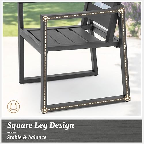 Miniatura 5 de Cozyman HDPS - Juego de 2 sillas de comedor para patio, 350 libras, con reposabrazos, sillas de cocina para todo tipo de clima con patas de marco