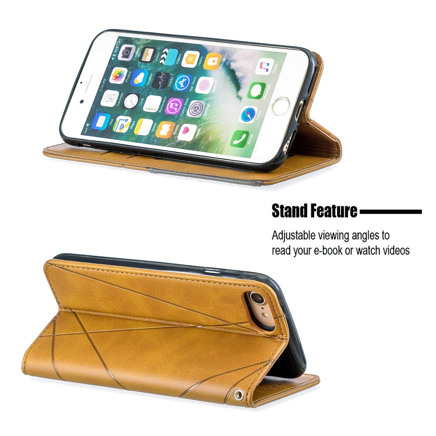 JayModCase Cover Per IPhone SE 2020 / 8 / 7 (4,7'') – Custodia A Libro Con Portafoglio, Chiusura Magnetica, Slot Carte, Supporto, Motivo Albero Della Vita, Nero