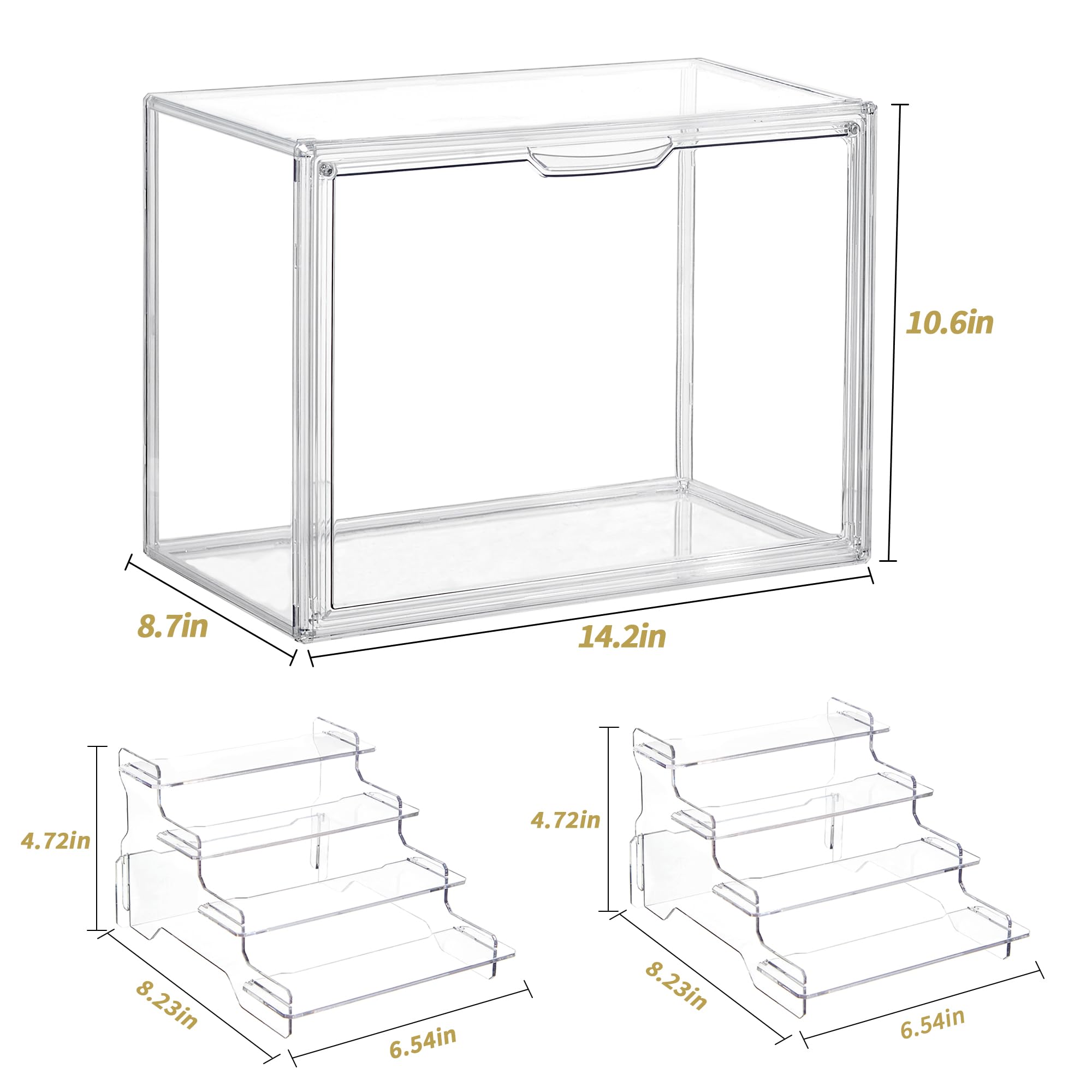 Vitrine en acrylique avec 2 supports de présentation pour figurines avec porte magnétique pour objets de collection, mini figurines Popmart en acrylique