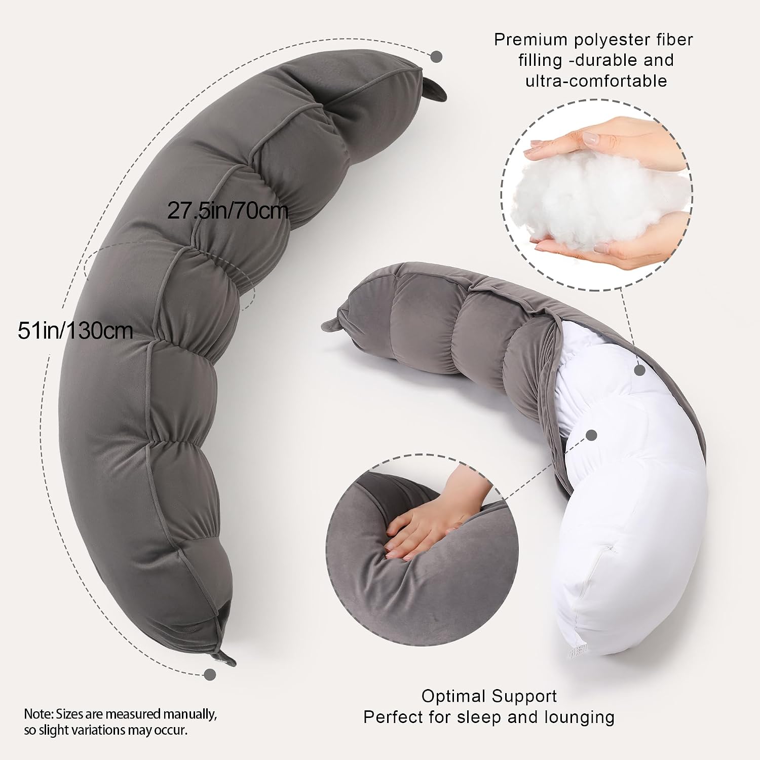 Peallow Long Round Body Pillow Review: Support for Side & Back Sleepers - view 3