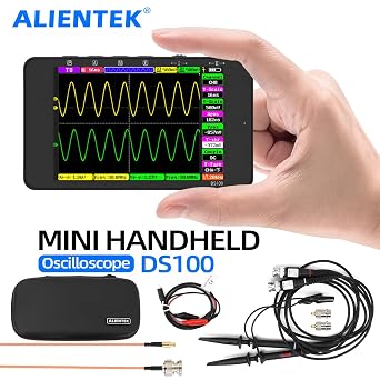 DS100 Mini Digital Handheld Oscilloscope 50MHz Bandwidth Dual Channels Multifunction Electronic Component Tester Tools(DS100 KitII)