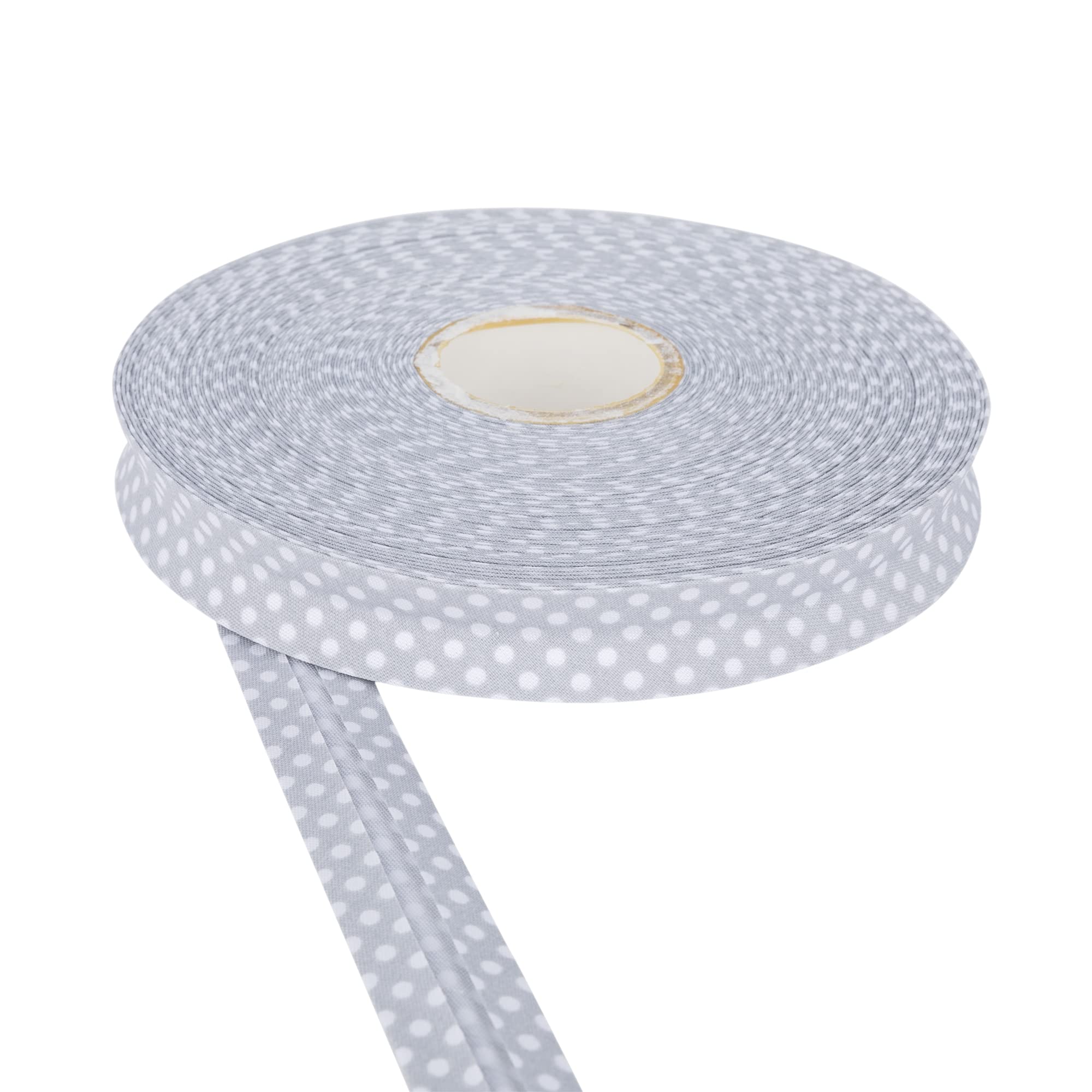 Polka Dot Bias Binding Tape 18mm Cotton Twill Tape for Sewing, Bias Binding, Bunting, Binding & Bias Tape Versatile Sewing Accessory Ideal for DIY Craft Projects by Discount Fabrics LTD (Grey,25m)