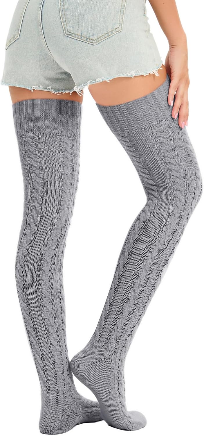 Sexybody Women's Thigh High Socks Over the Knee Knit Socks, Winter Leg Warmers Stockings Knee High Tube Arctic Fleece - Image 5
