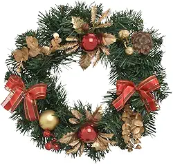 Guirlanda de Natal 30cm Enfeite Porta Decoracao Natalina Luxo Premium Vermelho Dourado