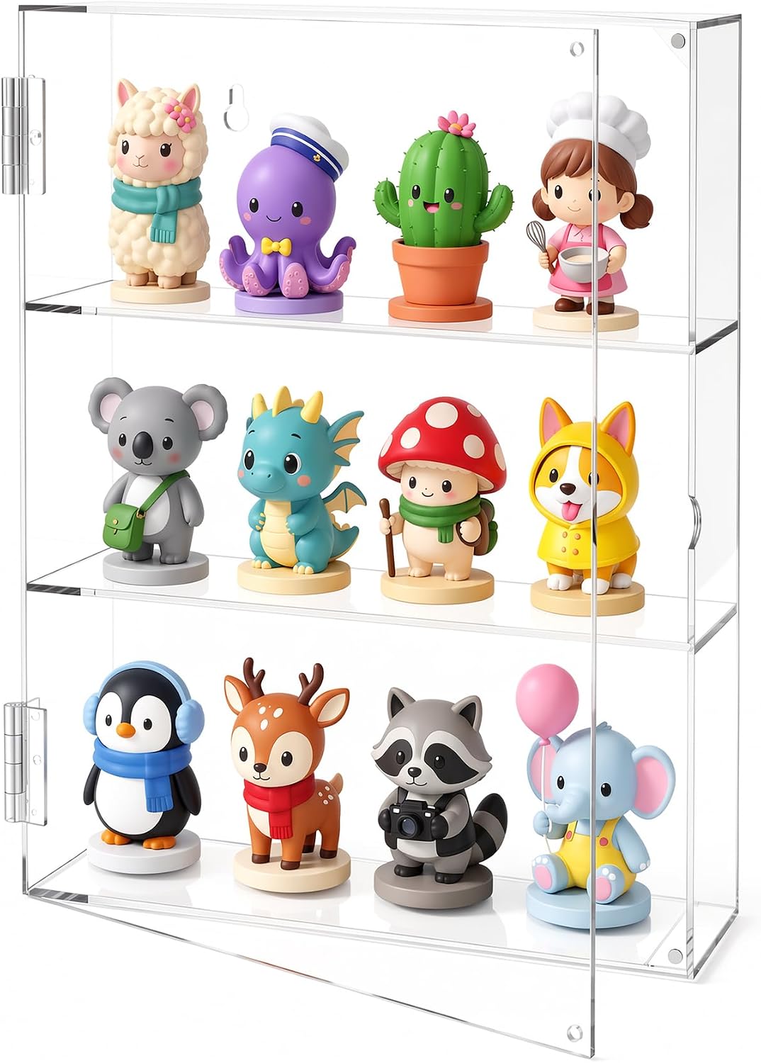 Acrylic Display Case, 3 Tier Clear Dustproof Cabinet Box with Magnetic Door, Wall Mounted or Desktop Organizer for Collectibles, Figures, Crystals, Mini Toys, Jewelry