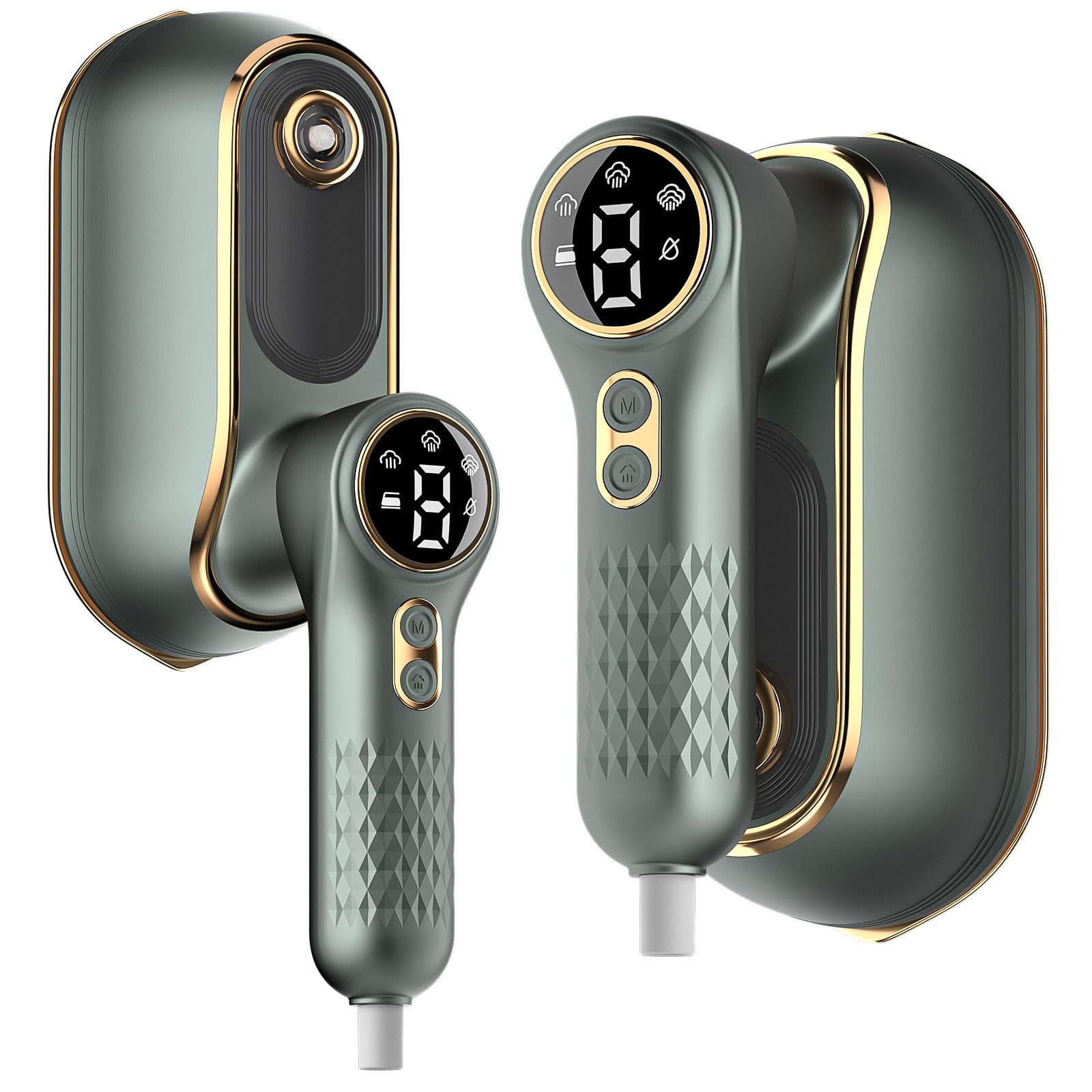 Portable Travel Steamer, 1200W Handheld Fabric Steamer for Clothes, 4Modes with LCD Display, Powerful Wrinkle Remover for Home Travel, 150ml Water Tank 10S Fast Heat-Up, 180°Swivel Handle, Dark Green