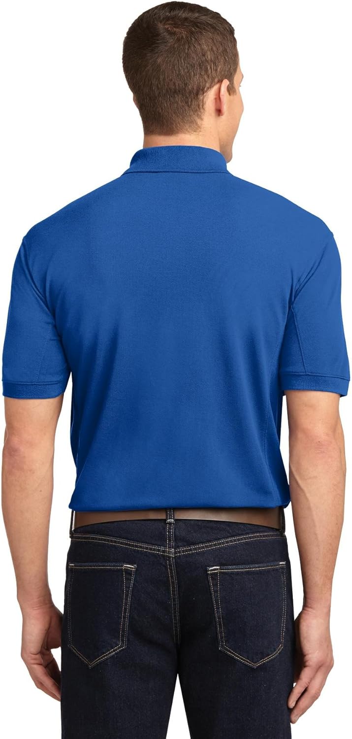 뒤쪽에 view of the Port Authority K567 Performance Pique Polo in Cobalt Blue.