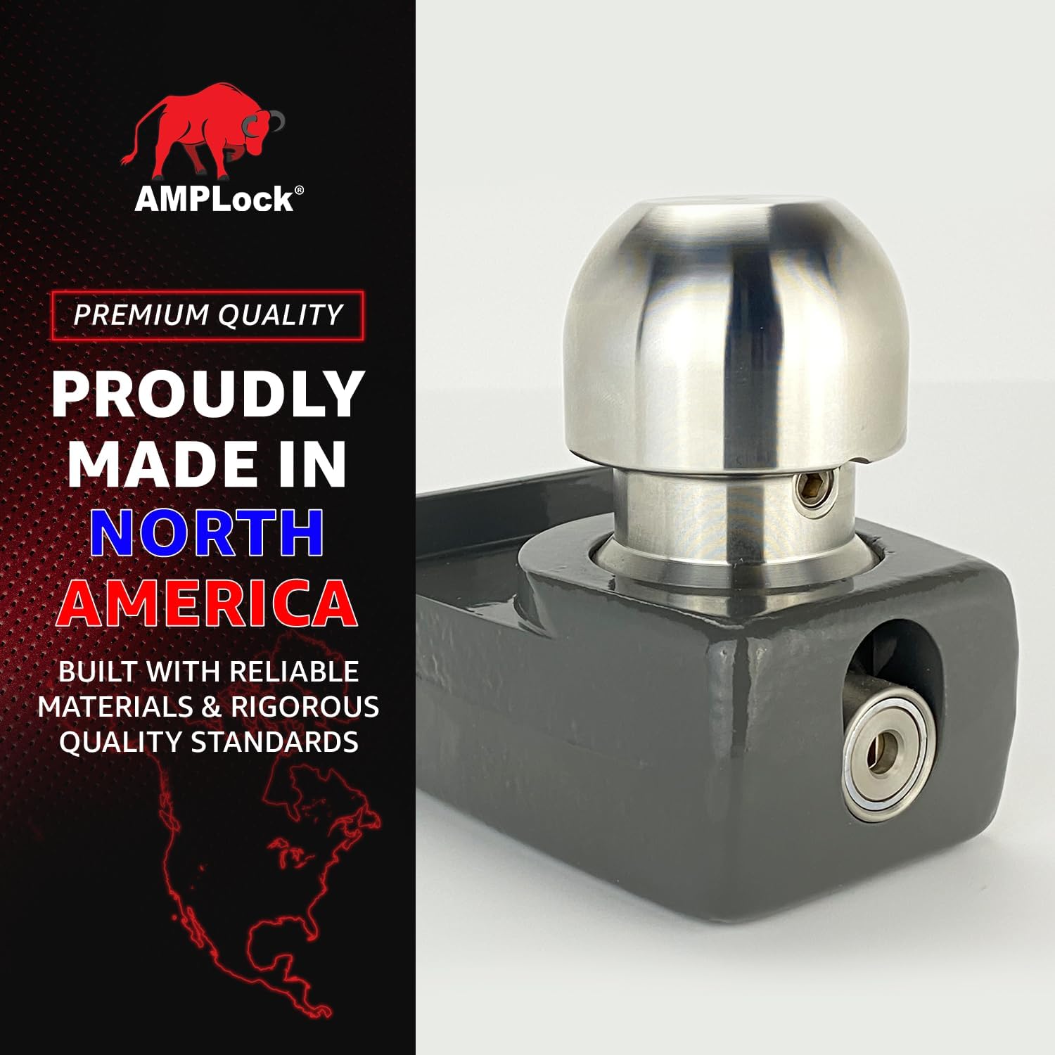 AMPLock - U-GNA 2 5/16'' Atwood Heavy Duty Coupler - for Gooseneck and Heavy Load - Patented Keyed Alike Travel Anti Theft Trailer Hitch Lock, Travel Trailer Hitch Lock, Push-and-Lock Cylinder System