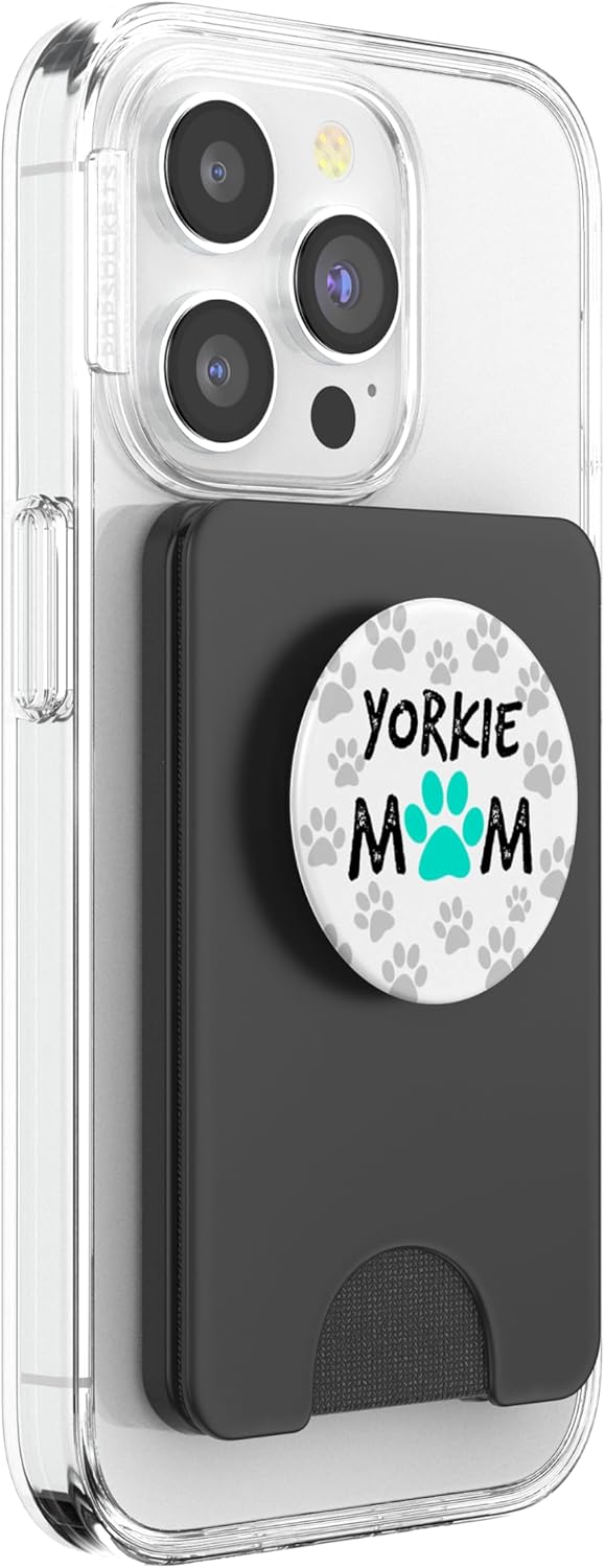 Yorkie Mom Womens Phone accessory Yorkshire Terrier dog gift PopSockets PopGrip: Swappable Grip for Phones & Tablets PopSockets PopWallet for MagSafe