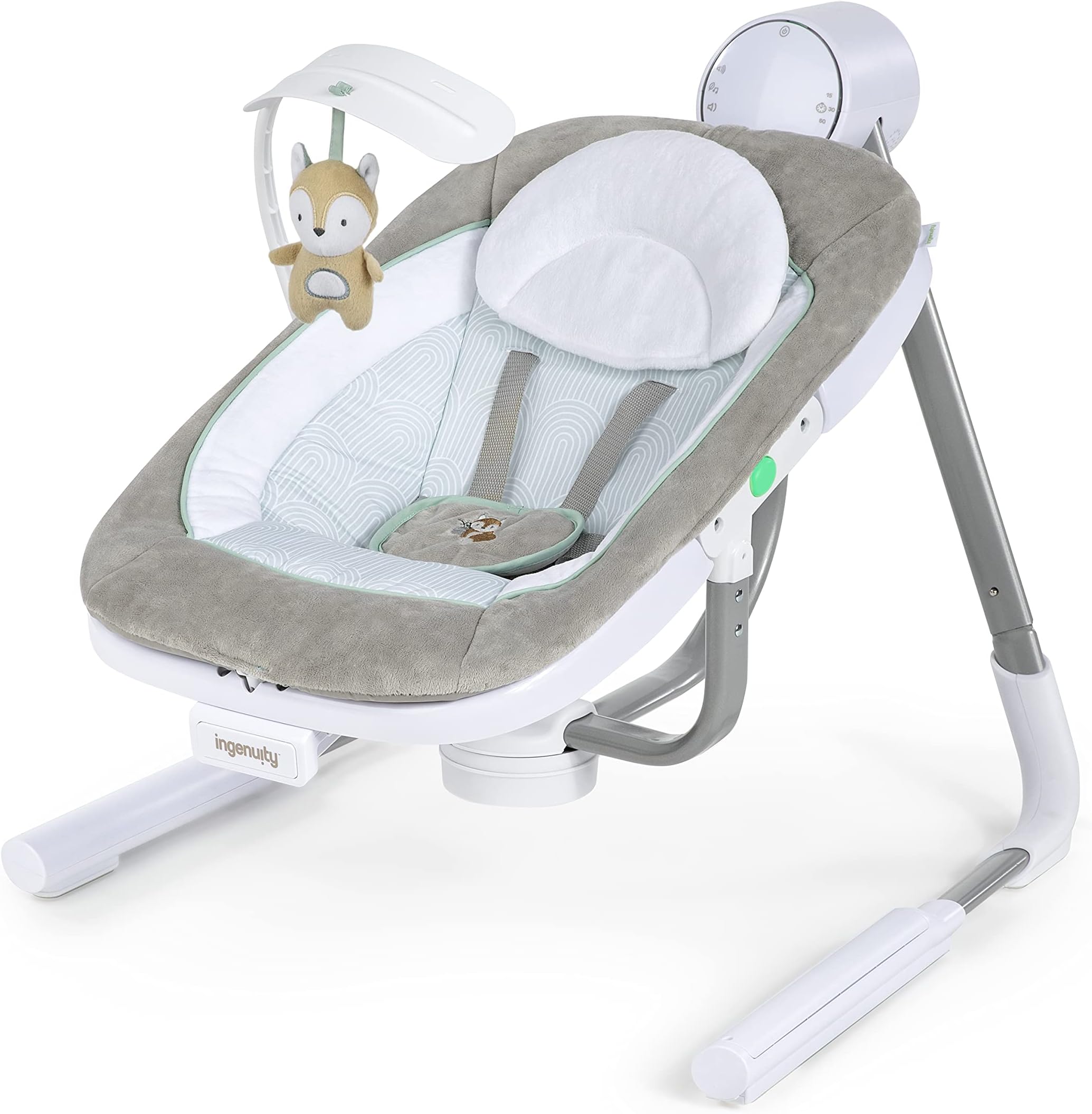 Anyway Sway 5-Speed Multi-Direction Portable Foldable Baby Swing & Infant Seat with Vibrations, Nature Sounds, 0-9 Months 6-20 lbs (Ray)