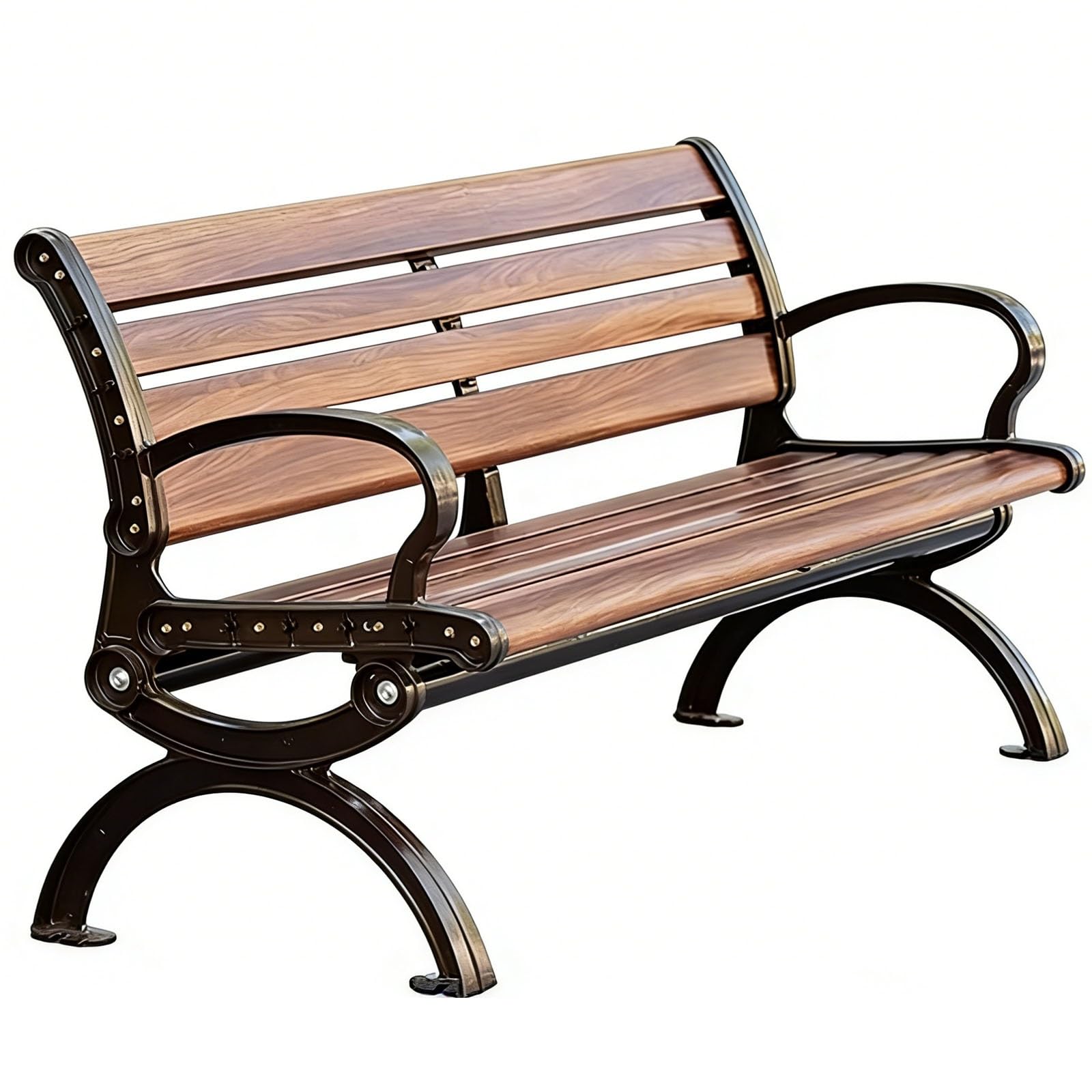 Banc de jardin en acier avec dossier et accoudoirs 120cm pour terrasse