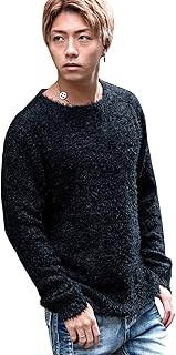 SILVER BULLET CavariA キャバリア メンズ ユニセックス フェザーヤーン クルーネック 長袖 ニットソー セーター ボーダー 無地 CASC16-18-a