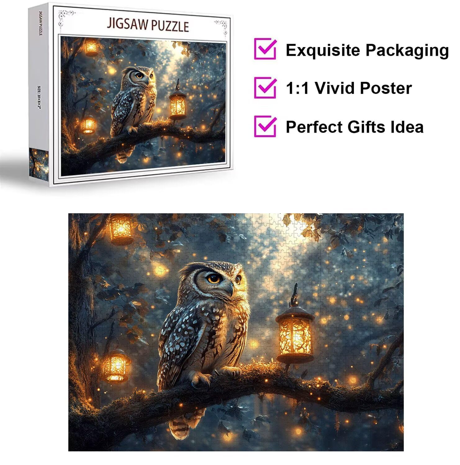 Puzzle 1000 Pièces Adultes Chouette Jeu D'Intelligence, n-524