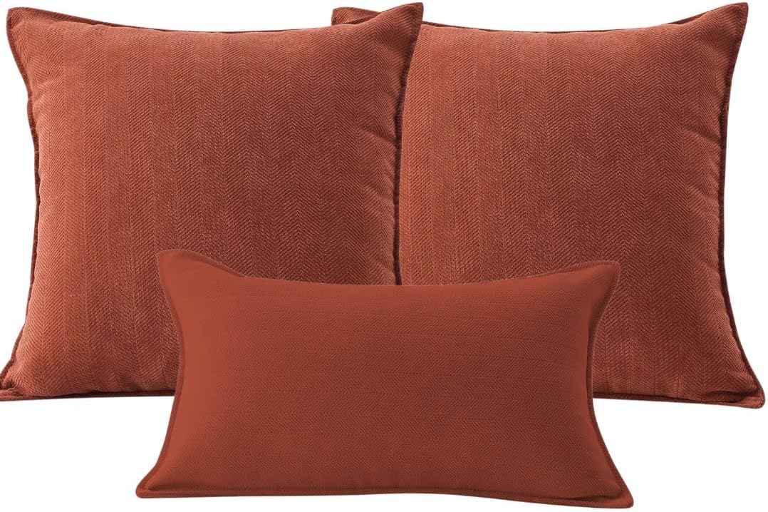 Green Chenille Throw Pillow Covers Set of 3(2 pcs of 18x18, 1 pcs of 12x20) with Elegant Design Soft and Luxurious Decorative Throw Pillows for Couch, Bed, and Home Decor