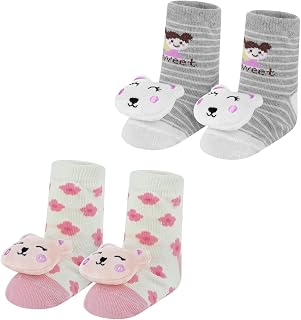 Kit 2 Pares Meia Bebê Sapatinho Menina Antiderrapante DCP Kids
