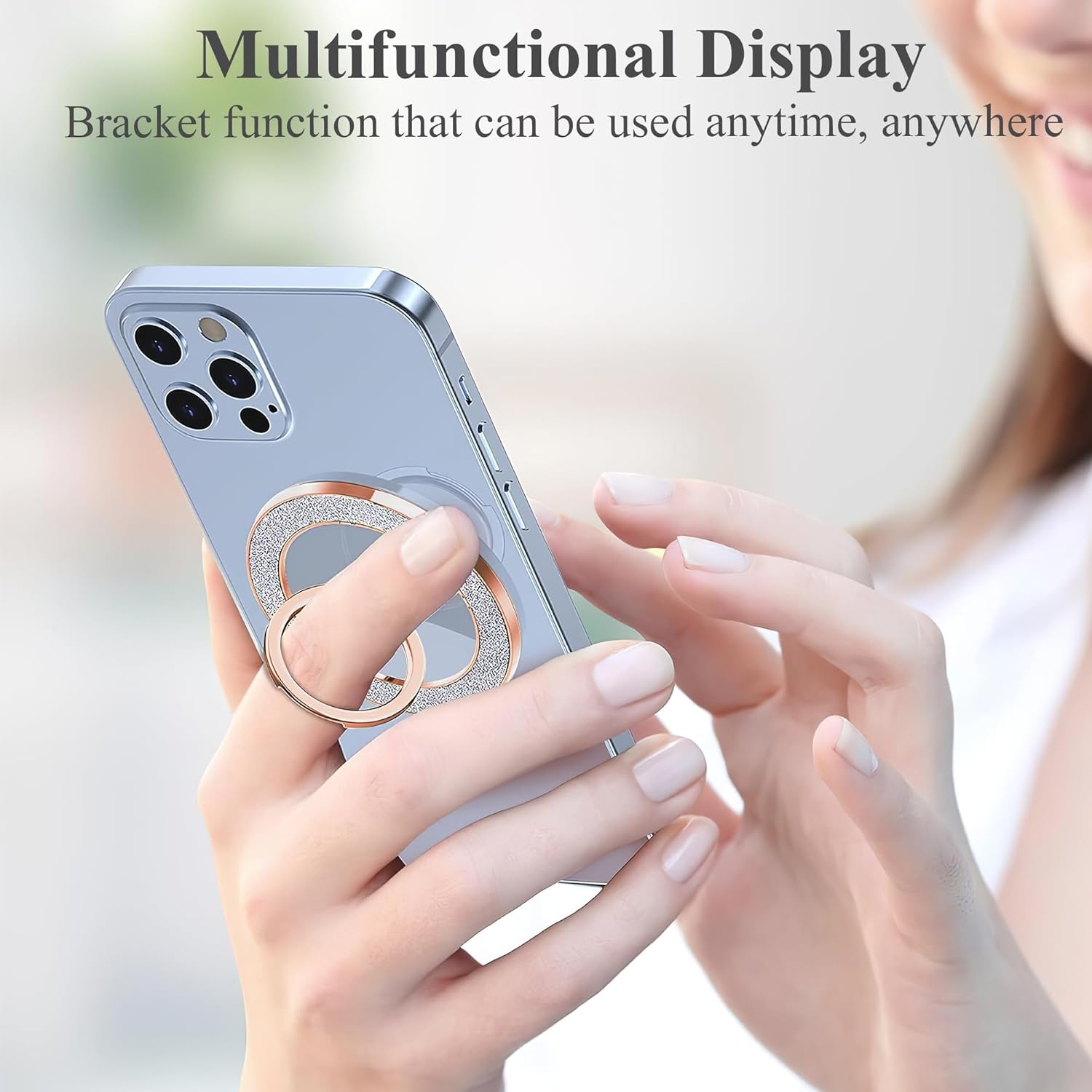 LIZIMANDU Magnetic Phone Holder for MagSafe Finger Phone Ring Stand Holder,Compatible with iPhone 15 Pro Max/Plus/14/13/12 Series/Other Smartphones(1-Rose Gold) - Image 6