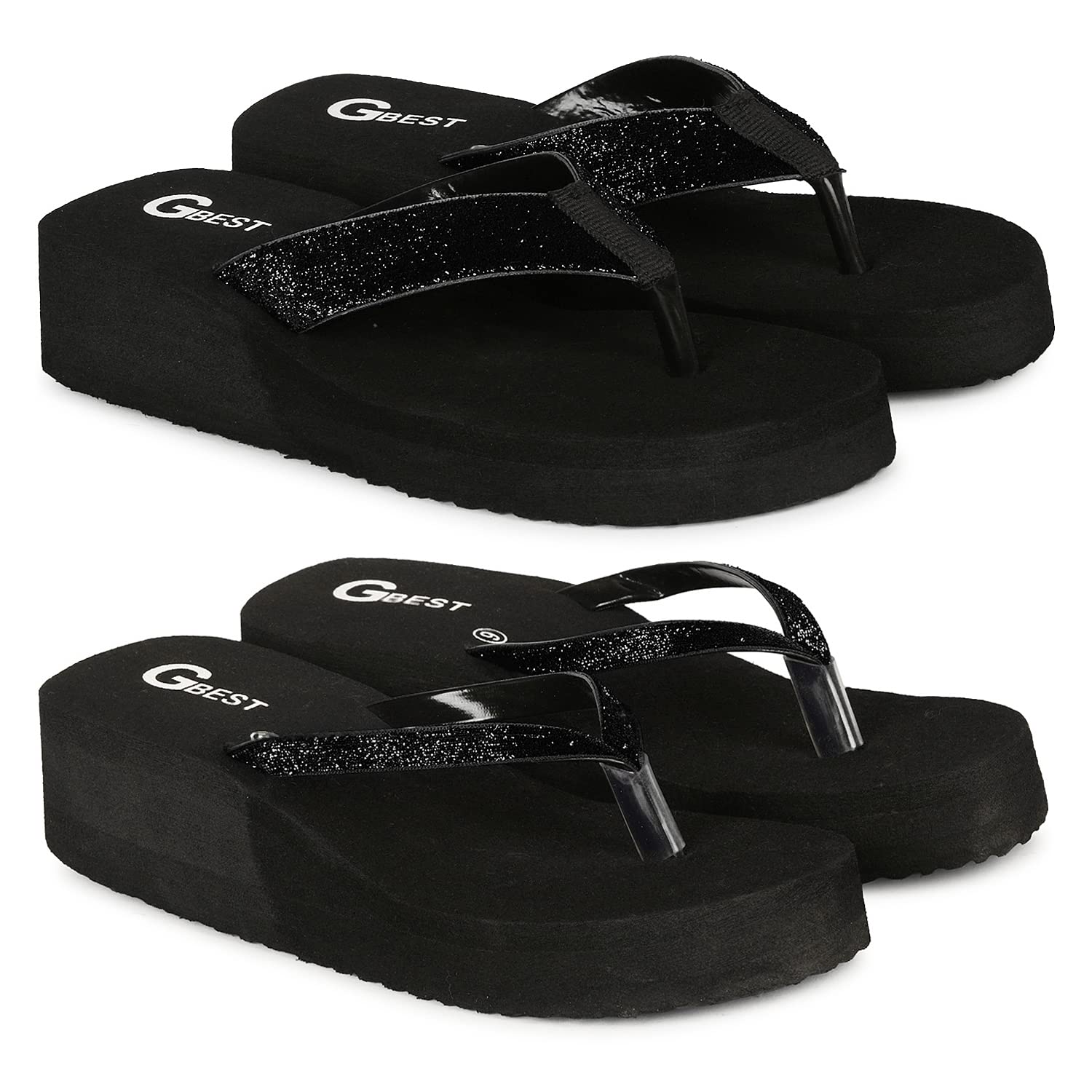 G BEST Combo Soft Comfortable Flip-Flops & slippers for women (BLACK, BLACK, numeric_7) (B0BQCC5MKJ) Amazon Price History, Amazon Price Tracker
