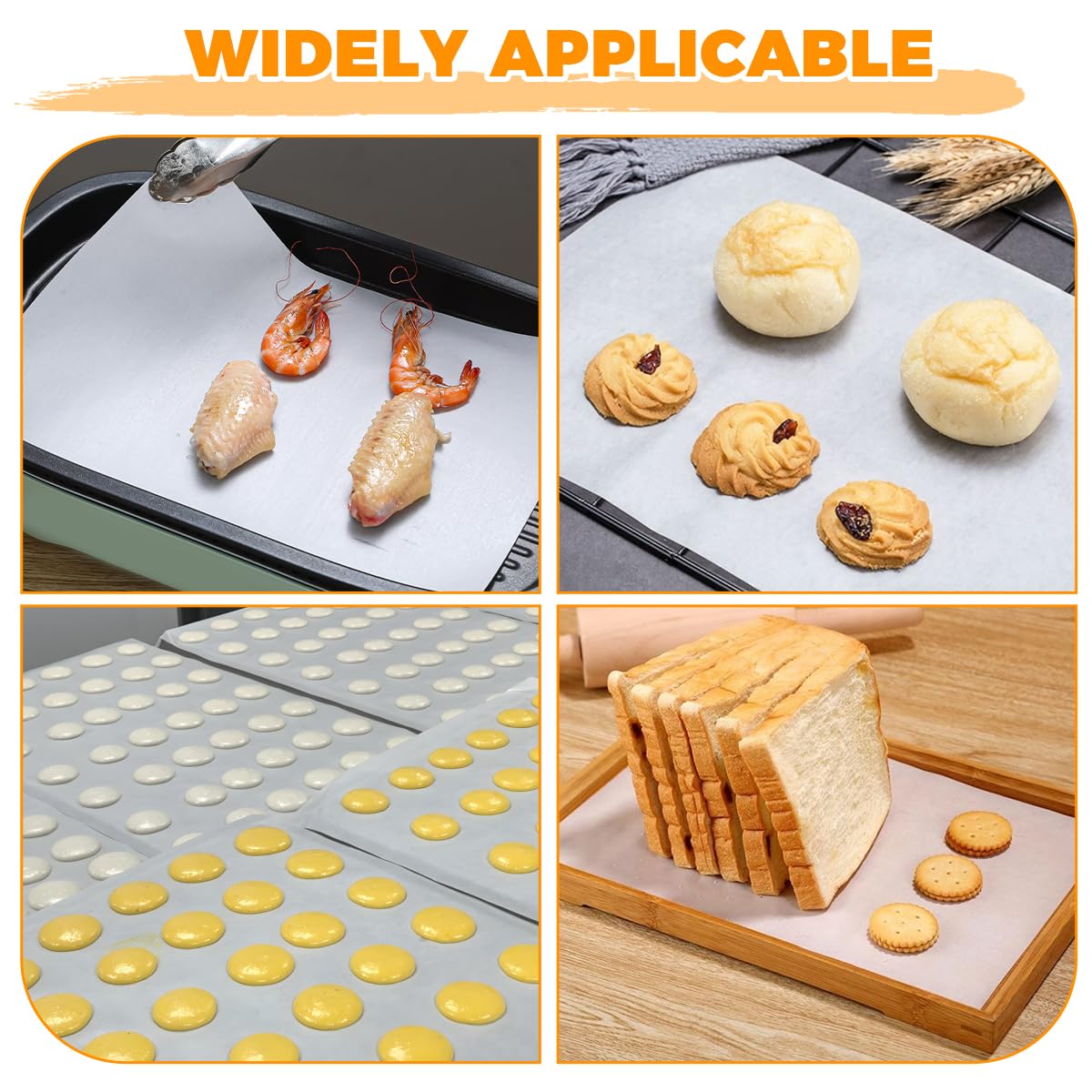 100 Hojas de Papel Encerado para Alimentos,33cm×23cm Papel Antigrasa,Papels Mantequilla,Hojas de Papels de Pan Blanco para Hamburguesas,Barbacoas,Hornear,Queso,Sándwiches,Resistente al Aceite — view 7