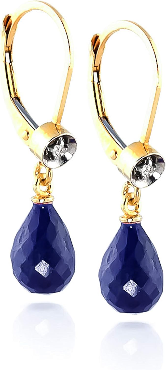 Galaxy Gold GG 14k Solid Gold Leverback Earrings with Diamonds and Sapphires - Image 3