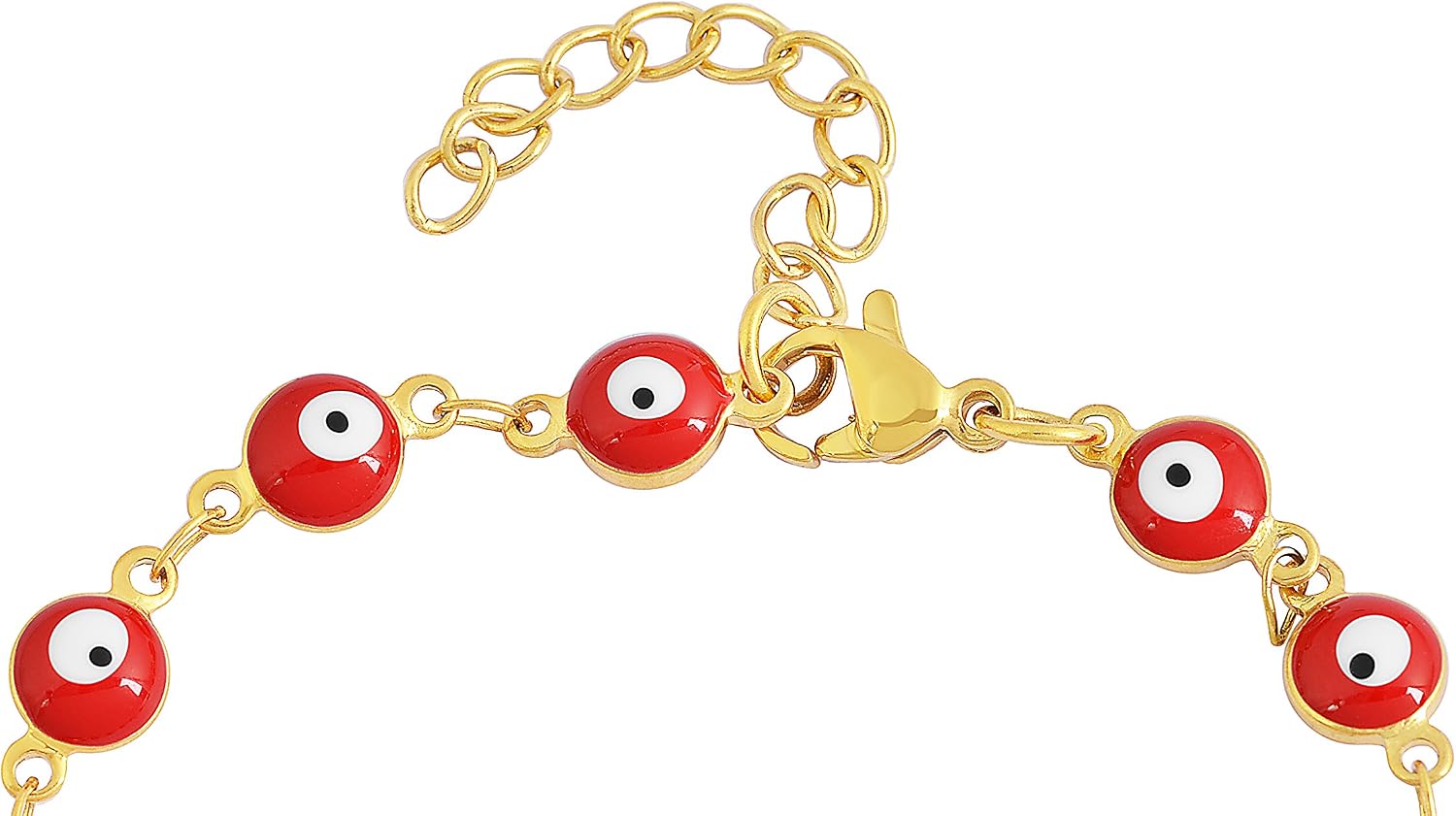 Women's Charm Enamel Evil Eye Protection Link Chain Bracelet