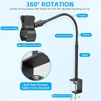 ZealSound Microphone Gooseneck Stand hy20-us and t13-us Black Bundle
