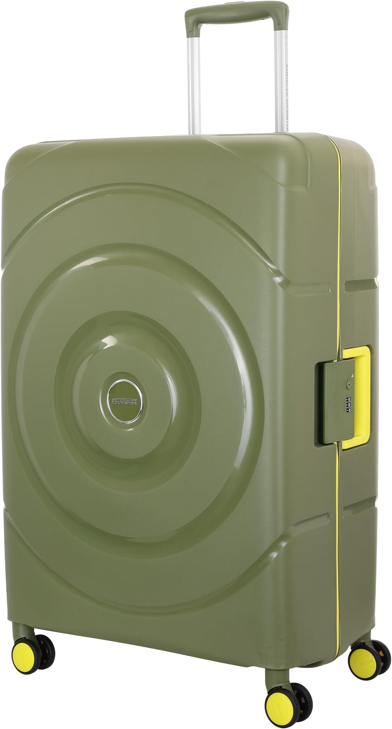 AMT CIRCURITY TSA Lock Luggage Complete Lining and Contrast Components, Olive Green, Checkin | 77 cm | Large, HARDSIDE LUGGAGE WITH DOUBLE WHEELS